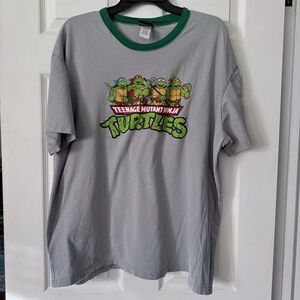 Teenage Mutant Ninja Turtle Graphic Gray Green Ringer Tee TMNT XL